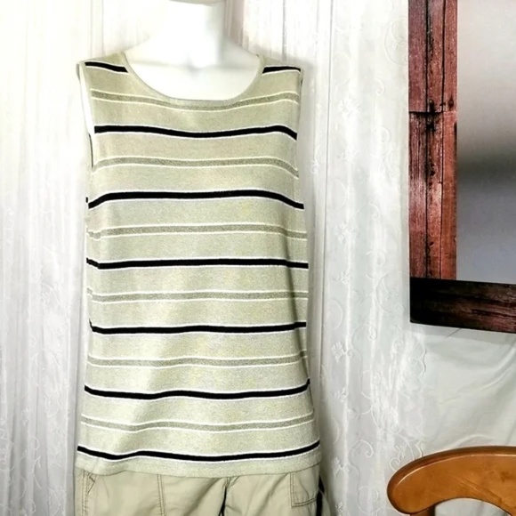 3/$25 Geoffrey Beene Striped Knit Sleeveless Top - Picture 1 of 11